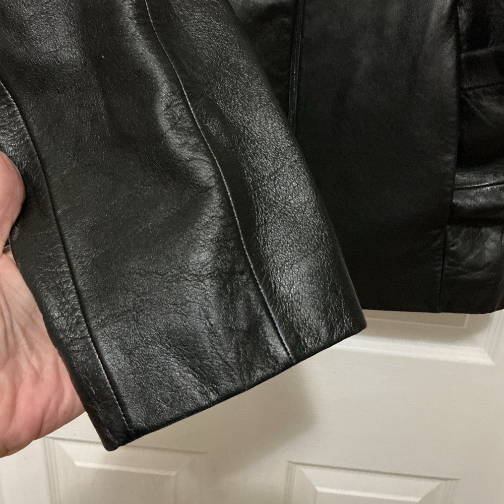 WILSONS LEATHER Pelle Studio Black Leather Full Zip Pocket Womens Jacket XL‎ 90s - Picture 4 of 11